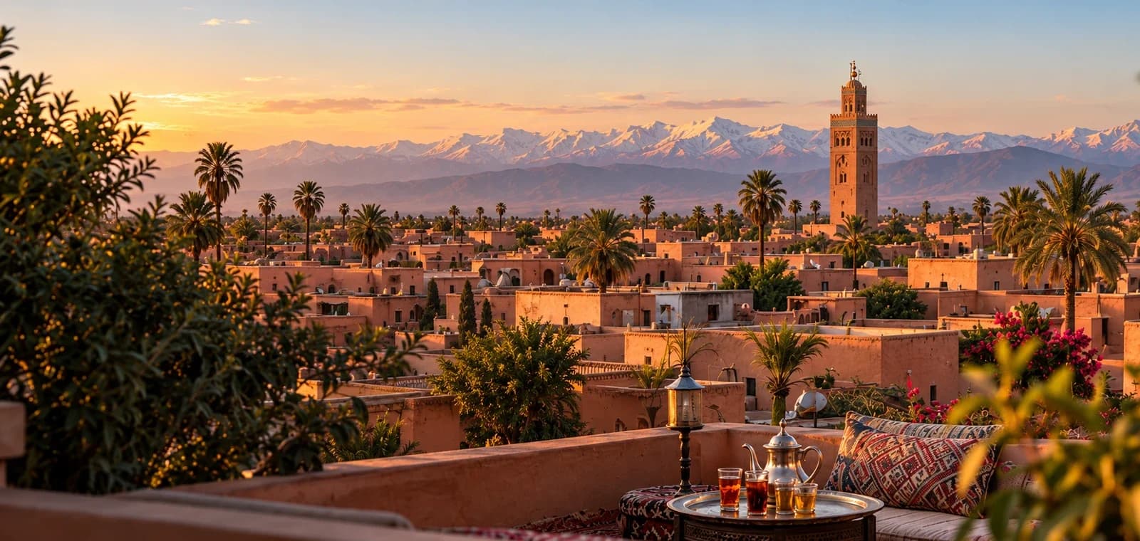 Marrakech skyline at sunset